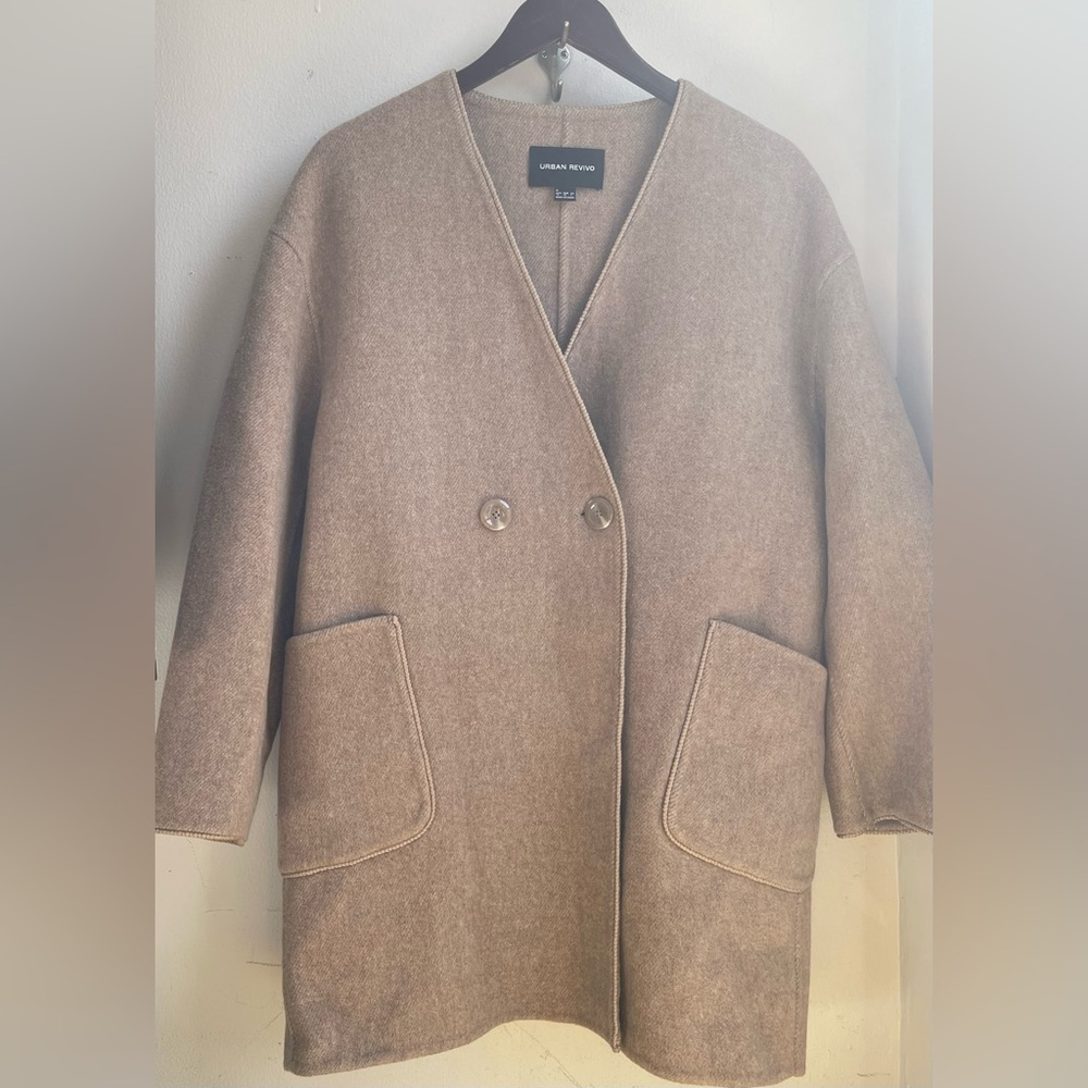 Urban Revivo Wool & Cashmere Blend Mid-Length Coat with Scarf  Small - Picture 8 of 8